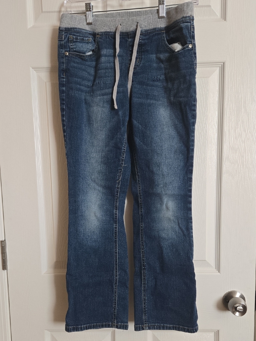 Justice Girls Blue Denim Jeans with Gray Waistband